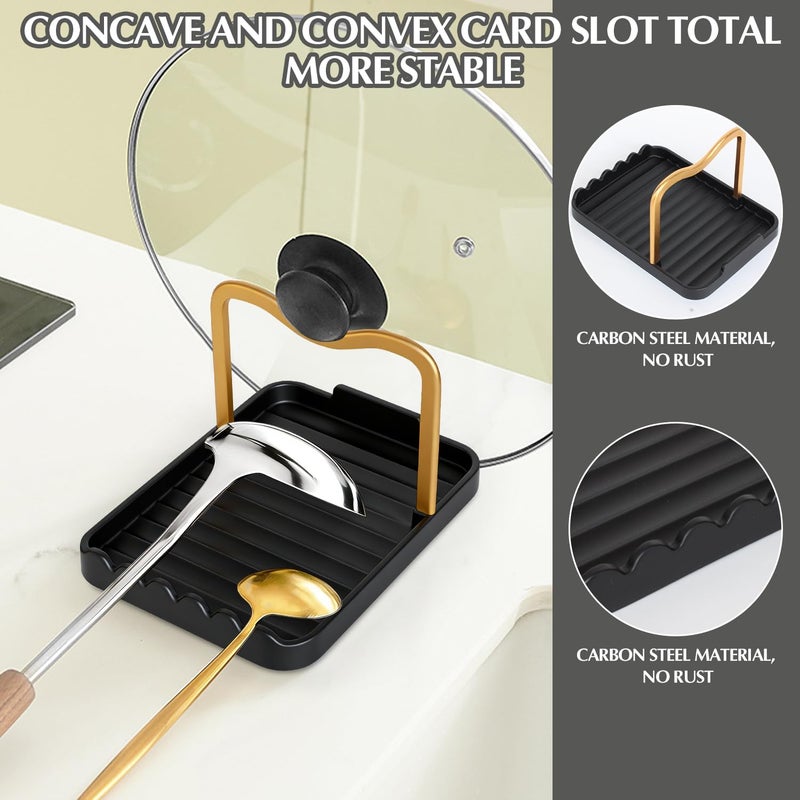 Ysks'hf spoon holder and pot lid holder，stainless steel，Kitchen Utensil Rest, scraper holder & pot holder，Spoon Holder for Stove Top - Kitchen Utensil Holder for Ladles & Tongs (Gold Black) - Image 3